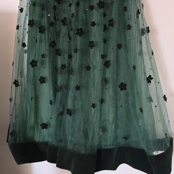slim fit dress slacks Baltic Born Womens Clementine Tulle Midi Dress | Dark Green Floral